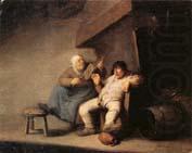 A Peasant Couple in an  interior, Adriaen van ostade